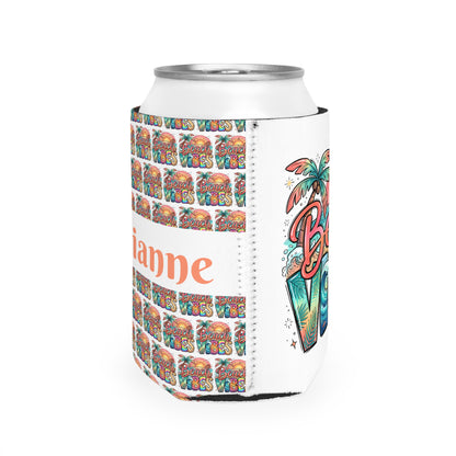 Beach Vibes Cooler Sleeve — Personalized Can Koozie for BBQs & Beach Days