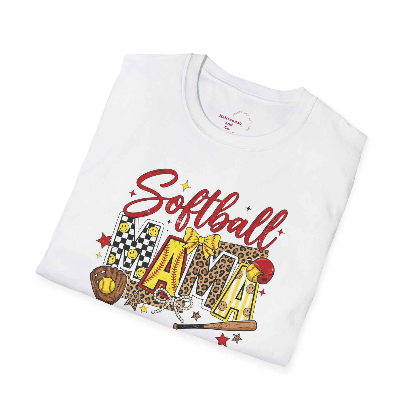 Softball Mama T-Shirt — Personalized Player Name and Number Tee