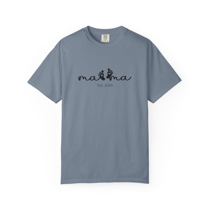 Mama Est. Custom Birth Year T-Shirt — Personalized Mom Script Graphic Tee