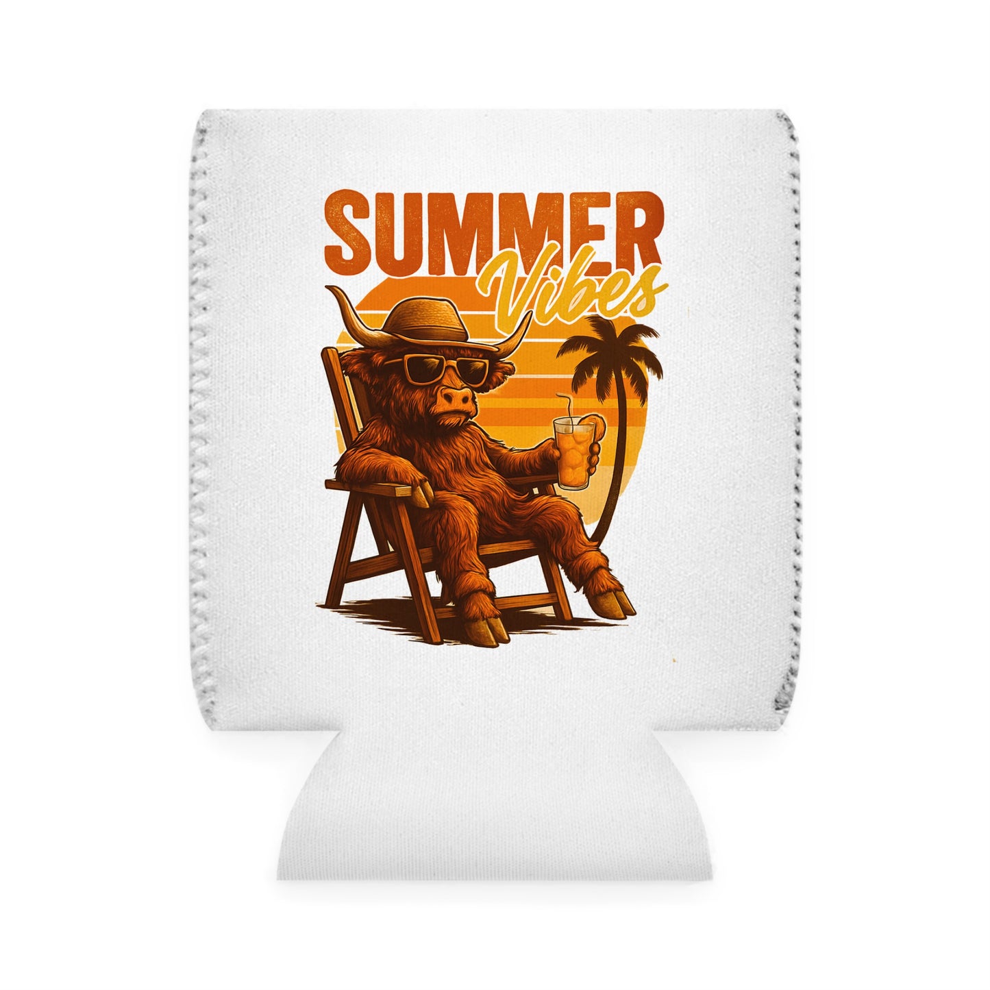 Highland Cow Can Cooler Sleeve — Personalized Can Koozie for BBQs & Beach Days