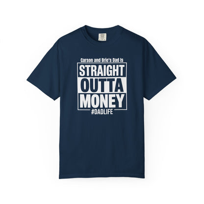 Straight Outta Money Custom Kid's Names— Distressed American Flag Fathers Day Tee