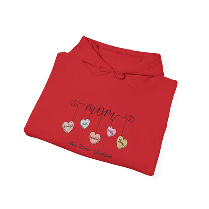 Mom Hearts Custom Kids Name Mama Hoodie — Personalized Mom Hoodie