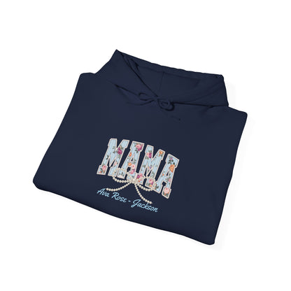 Mama Pearls Custom Kids Name Mama Hoodie — Personalized Mom Hoodie