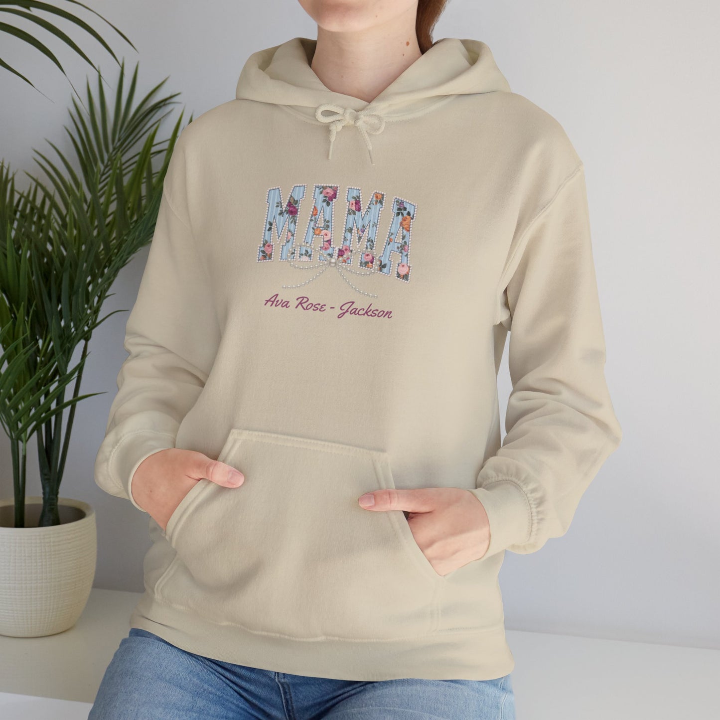 Mama Pearls Custom Kids Name Mama Hoodie — Personalized Mom Hoodie