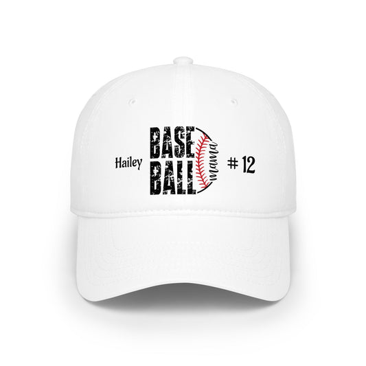 Baseball Mama Low Profile Cap — Personalized Name & Number