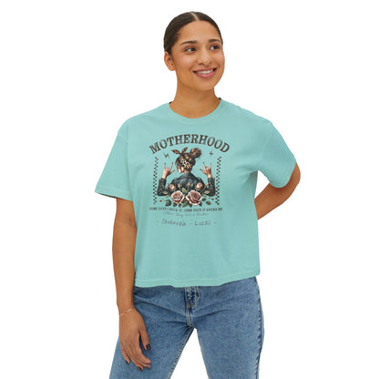 Rockin Motherhood Custom Name Boxy Tee — Mother's Day Shirt