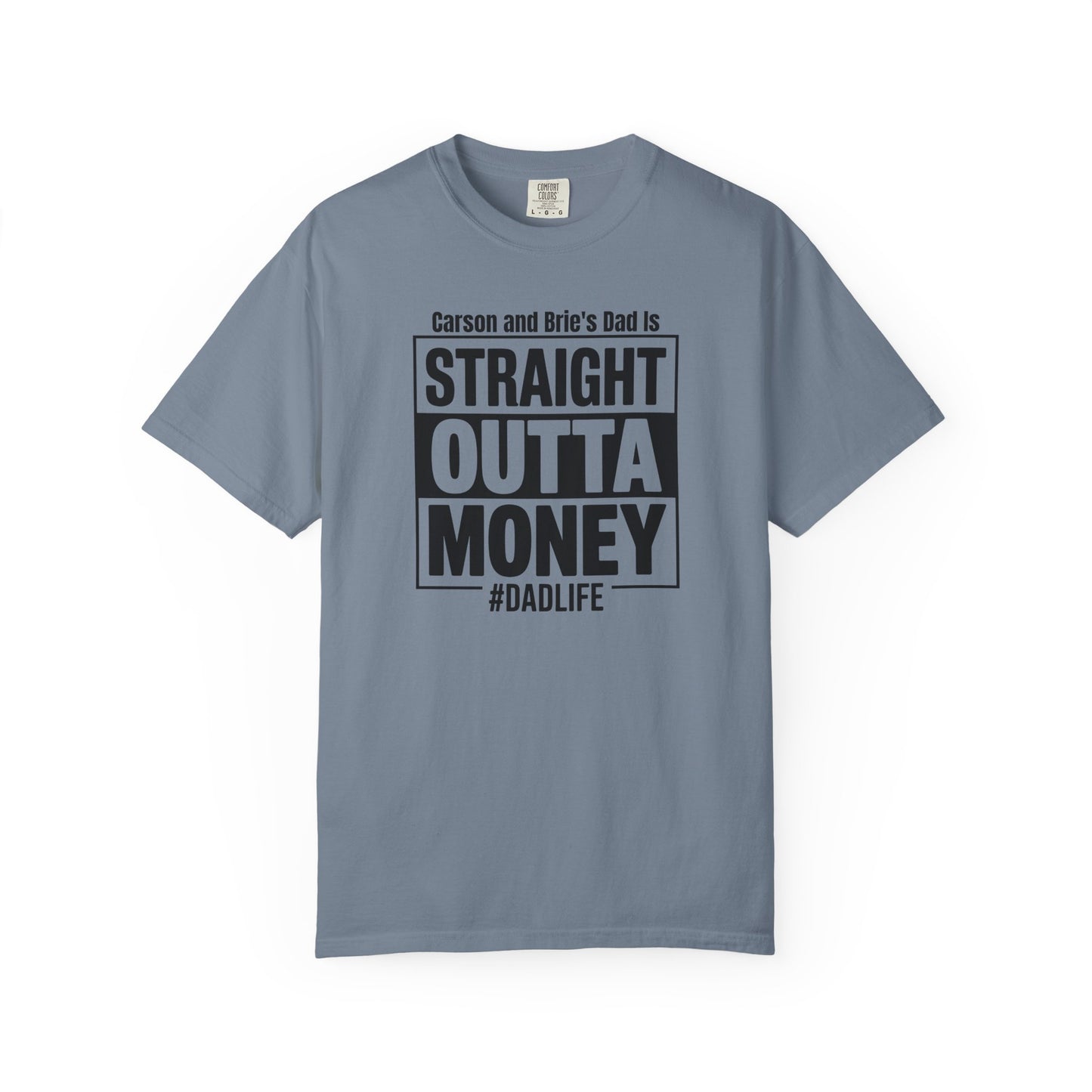 Straight Outta Money Custom Kid's Names— Distressed American Flag Fathers Day Tee