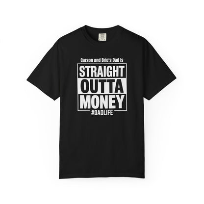 Straight Outta Money Custom Kid's Names— Distressed American Flag Fathers Day Tee