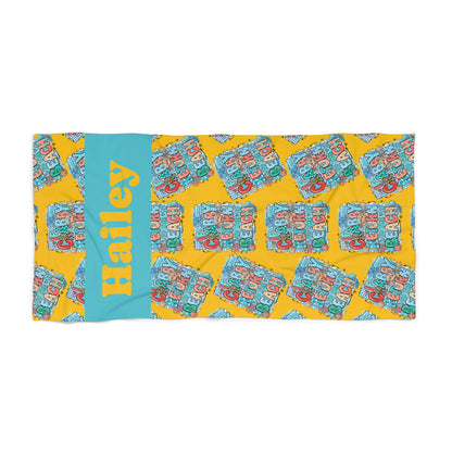 Crabby Beach Towel — Personalized Name