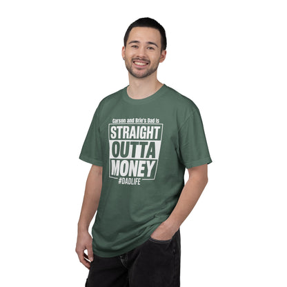 Straight Outta Money Custom Kid's Names— Distressed American Flag Fathers Day Tee