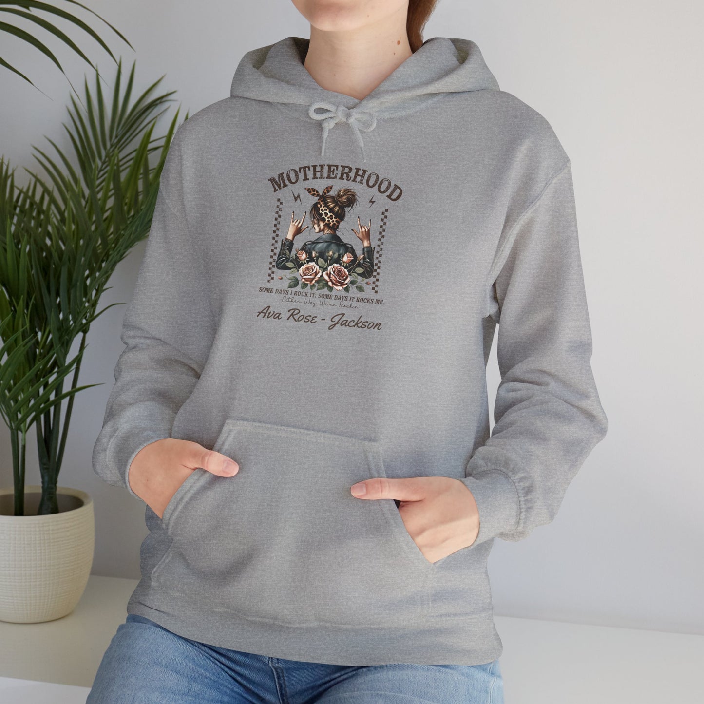 Rockin Motherhood Custom Kids Name Mama Hoodie — Personalized Mom Hoodie