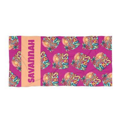 Beach Vibes Beach Towel — Personalized Name & Design