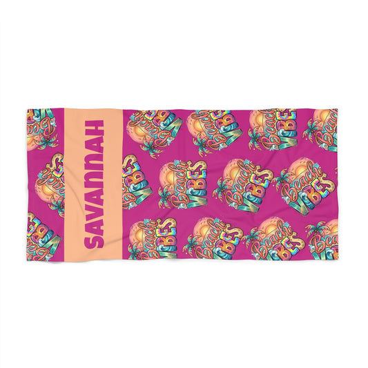 Beach Vibes Beach Towel — Personalized Name & Design