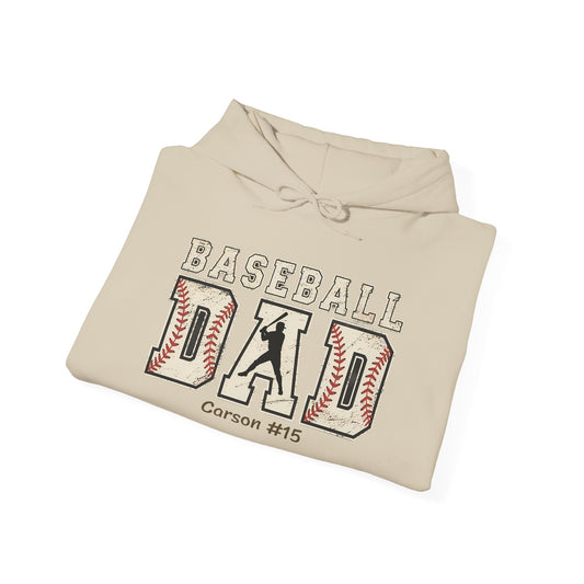 Baseball Dad Custom Kid's Name and Number Hoodie - Personalized Gift