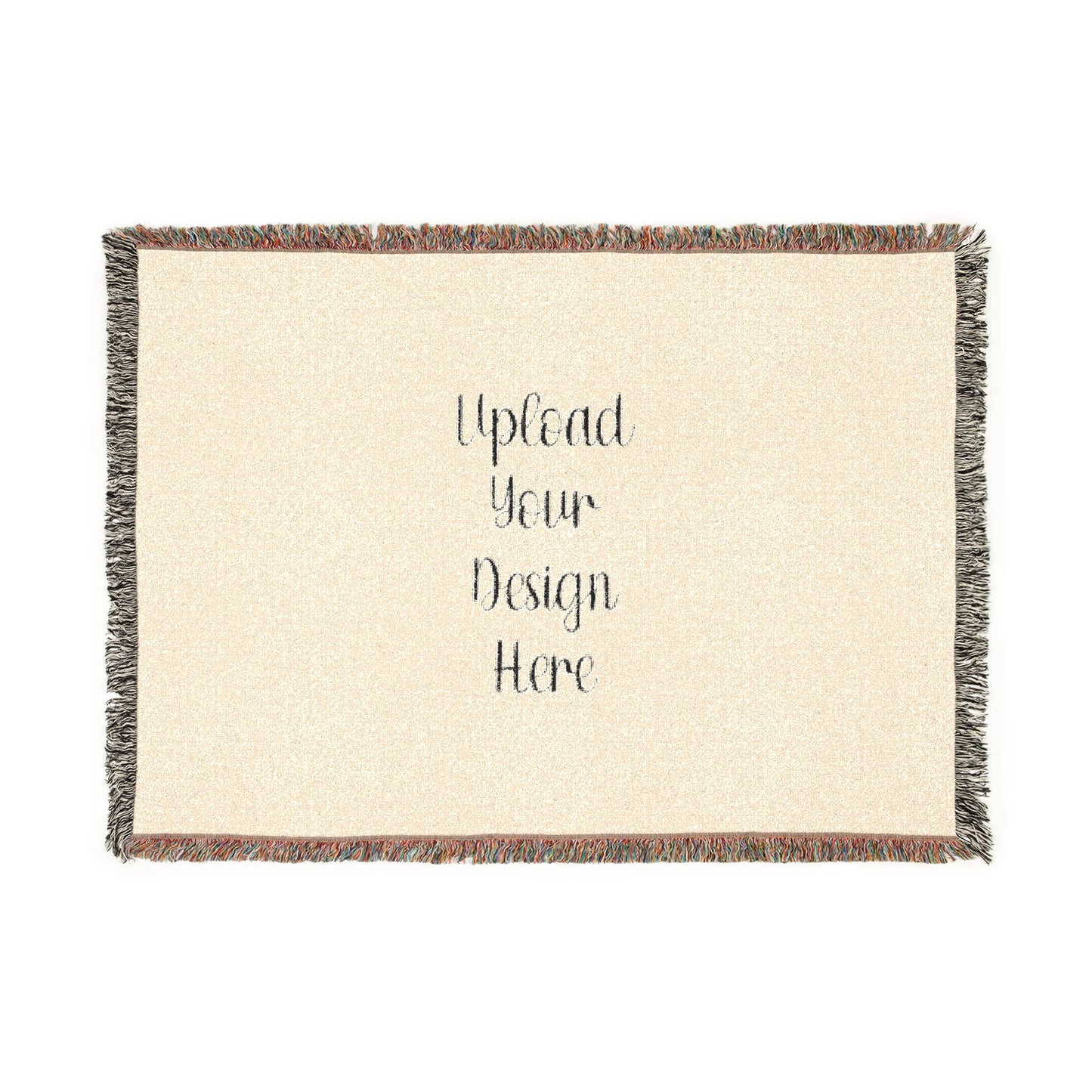 Custom Photo Woven Blanket — Personalized Fringe Throw Blanket with Text