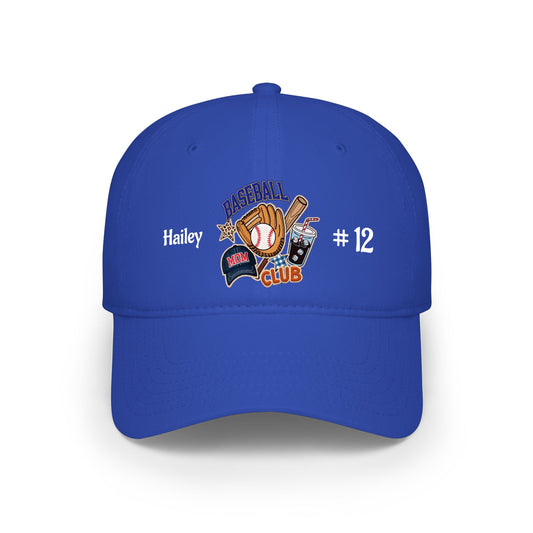 Baseball Club Low Profile Cap — Personalized Name & Number