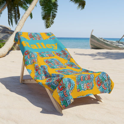 Crabby Beach Towel — Personalized Name