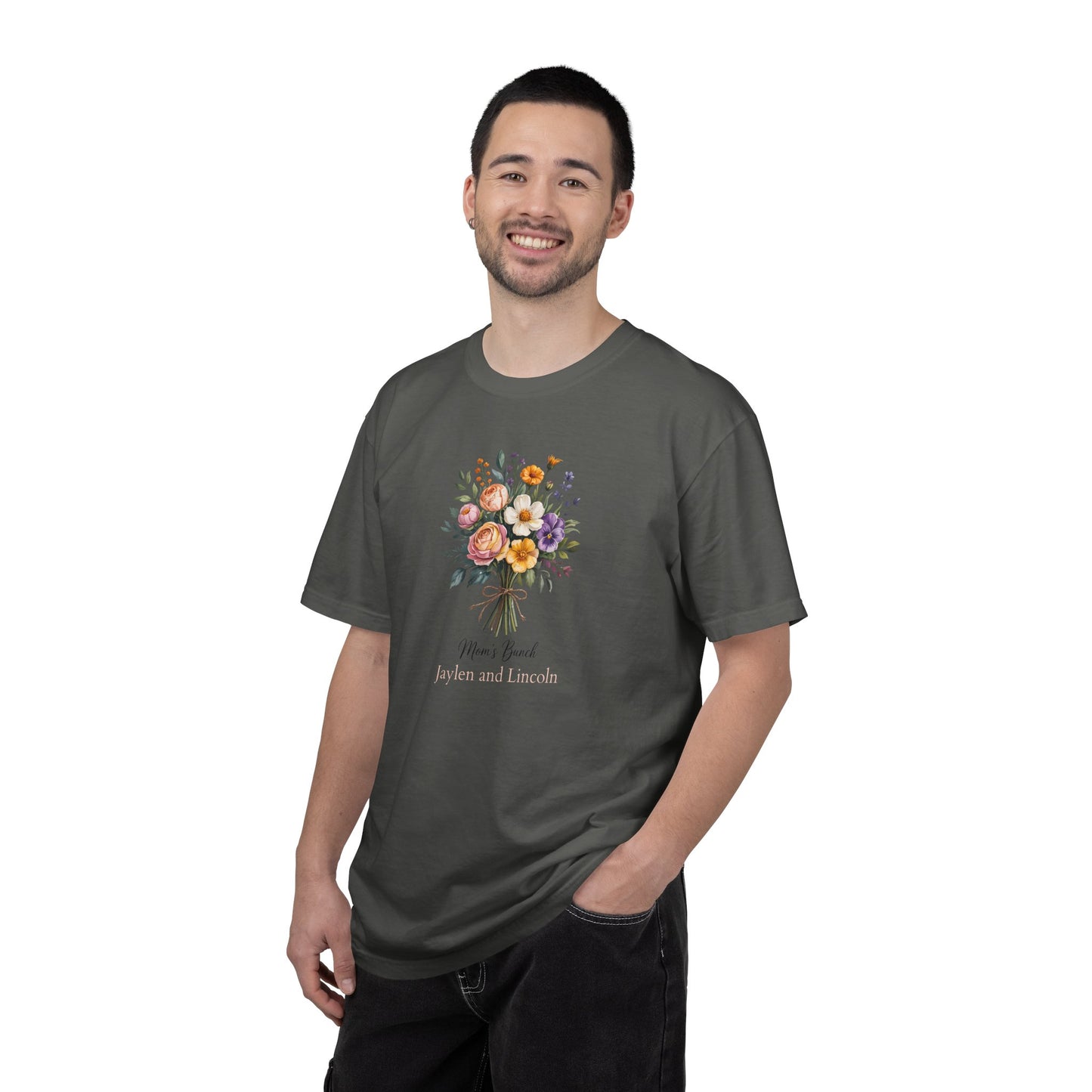 Mom's Bunch Custom Name T-Shirt — Personalized Mom Script Graphic Tee