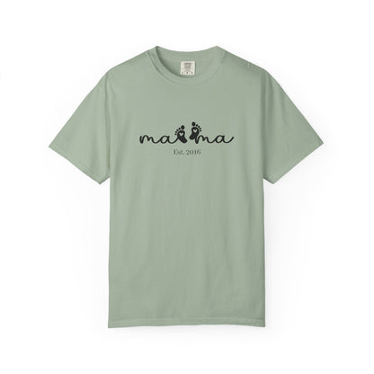 Mama Est. Custom Birth Year T-Shirt — Personalized Mom Script Graphic Tee