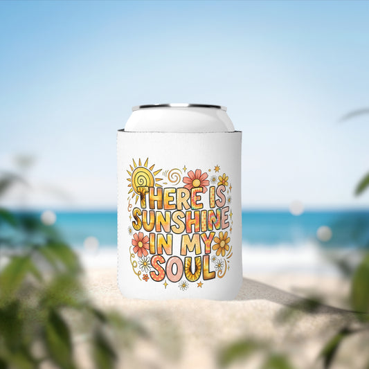 Sunshine In My Soul Can Cooler Sleeve — Personalized Can Koozie for BBQs & Beach Days