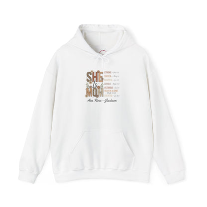 She Is Mom Custom Kids Name Mama Hoodie — Personalized Mom Hoodie