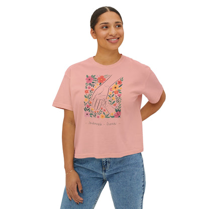 Mama Hand Custom Name Boxy Tee — Mother's Day Shirt