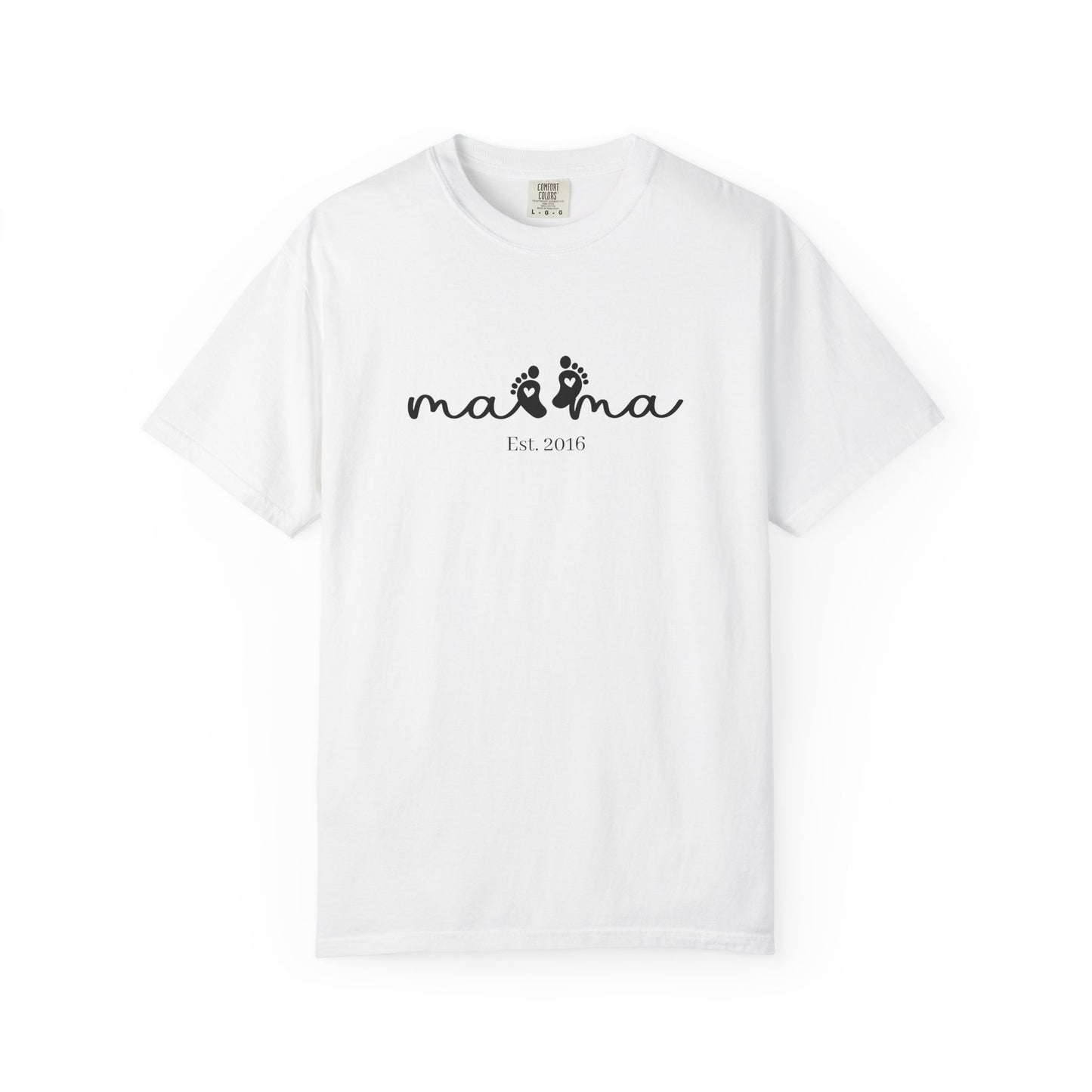 Mama Est. Custom Birth Year T-Shirt — Personalized Mom Script Graphic Tee