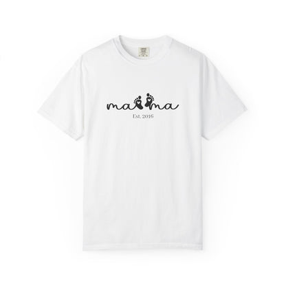 Mama Est. Custom Birth Year T-Shirt — Personalized Mom Script Graphic Tee