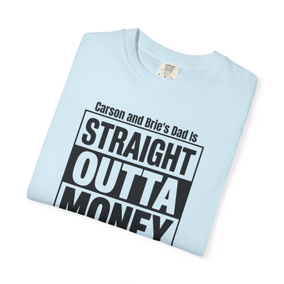 Straight Outta Money Custom Kid's Names— Distressed American Flag Fathers Day Tee