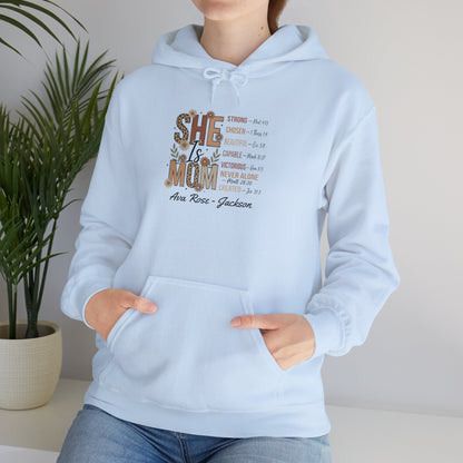 She Is Mom Custom Kids Name Mama Hoodie — Personalized Mom Hoodie