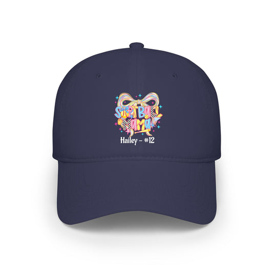 Preppy Softball Mama Low Profile Cap — Personalized Name & Number