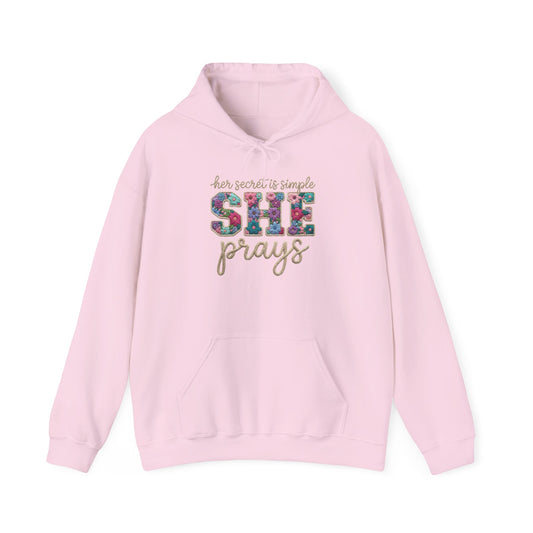 She Prays — Inspirational Faith Graphic Hoodie