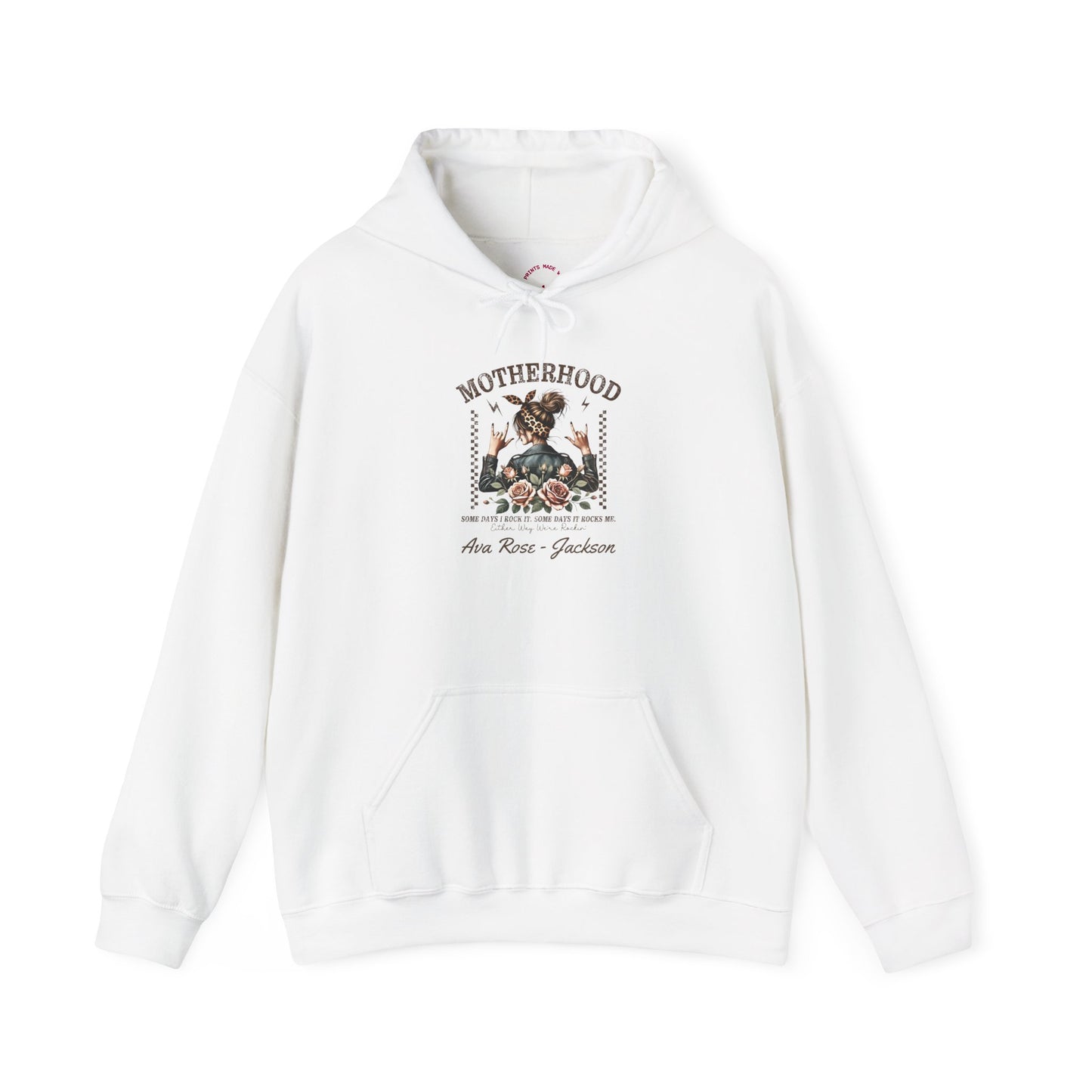 Rockin Motherhood Custom Kids Name Mama Hoodie — Personalized Mom Hoodie