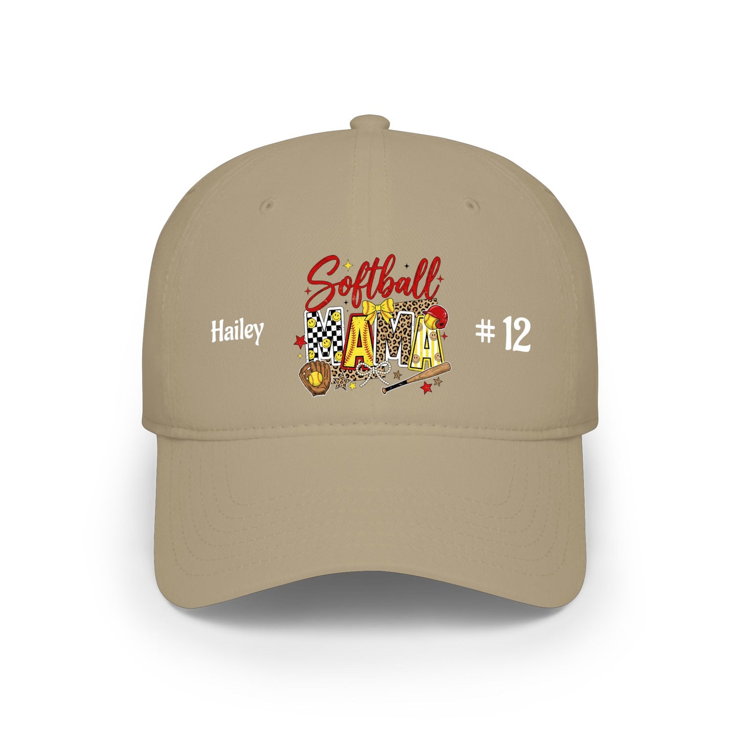 Softball Mama Low Profile Cap — Personalized Name & Number