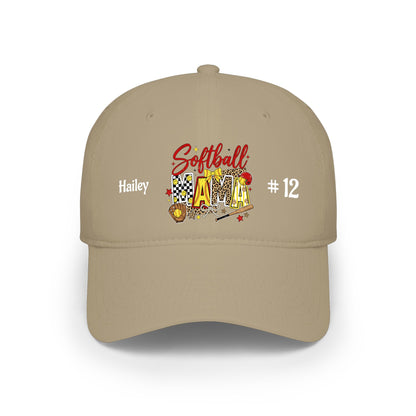Softball Mama Low Profile Cap — Personalized Name & Number