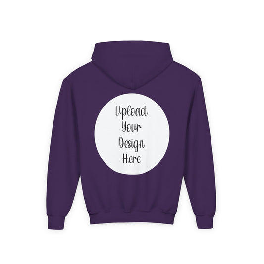 *Custom Youth Hoodie Front Left Pocket and Back Design - Various Colors - Upload Your Design
