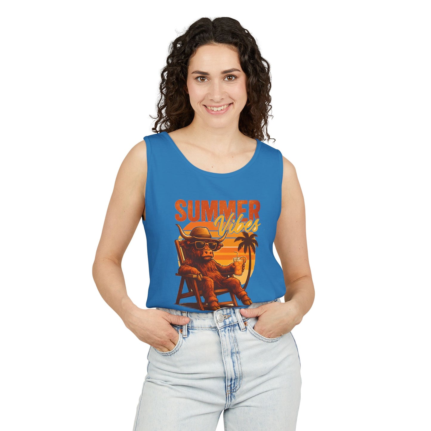 Highland Cow — Breathable Garment-Dyed Summer Tank