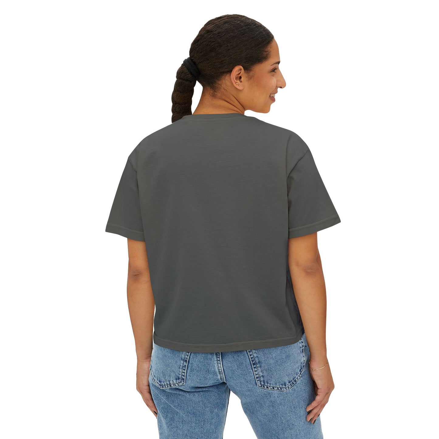 Mama Teal Bow Custom Name Boxy Tee — Mother's Day Shirt