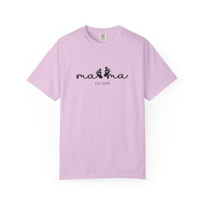 Mama Est. Custom Birth Year T-Shirt — Personalized Mom Script Graphic Tee