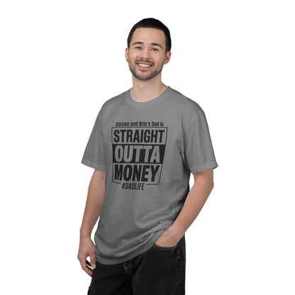 Straight Outta Money Custom Kid's Names— Distressed American Flag Fathers Day Tee