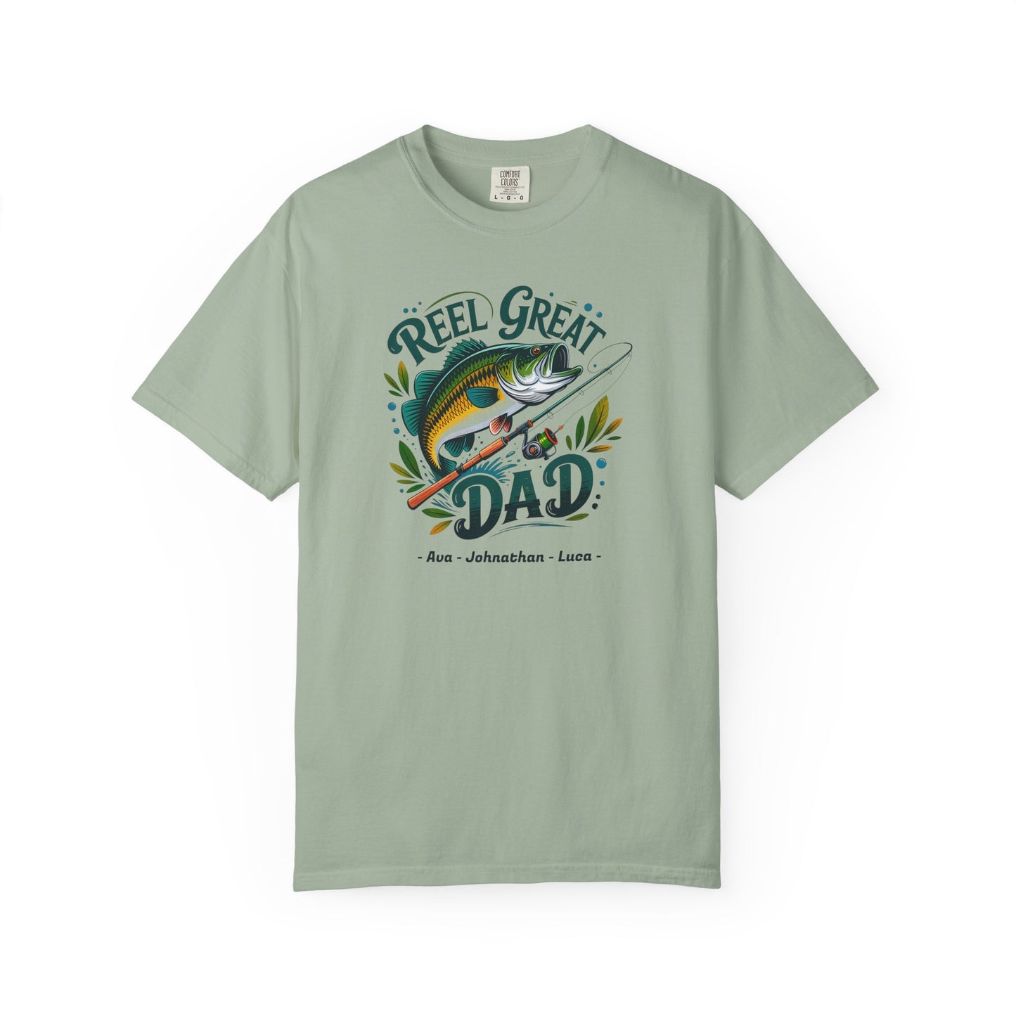 Reel Great Dad Custom Kid's Names— Fathers Day Tee
