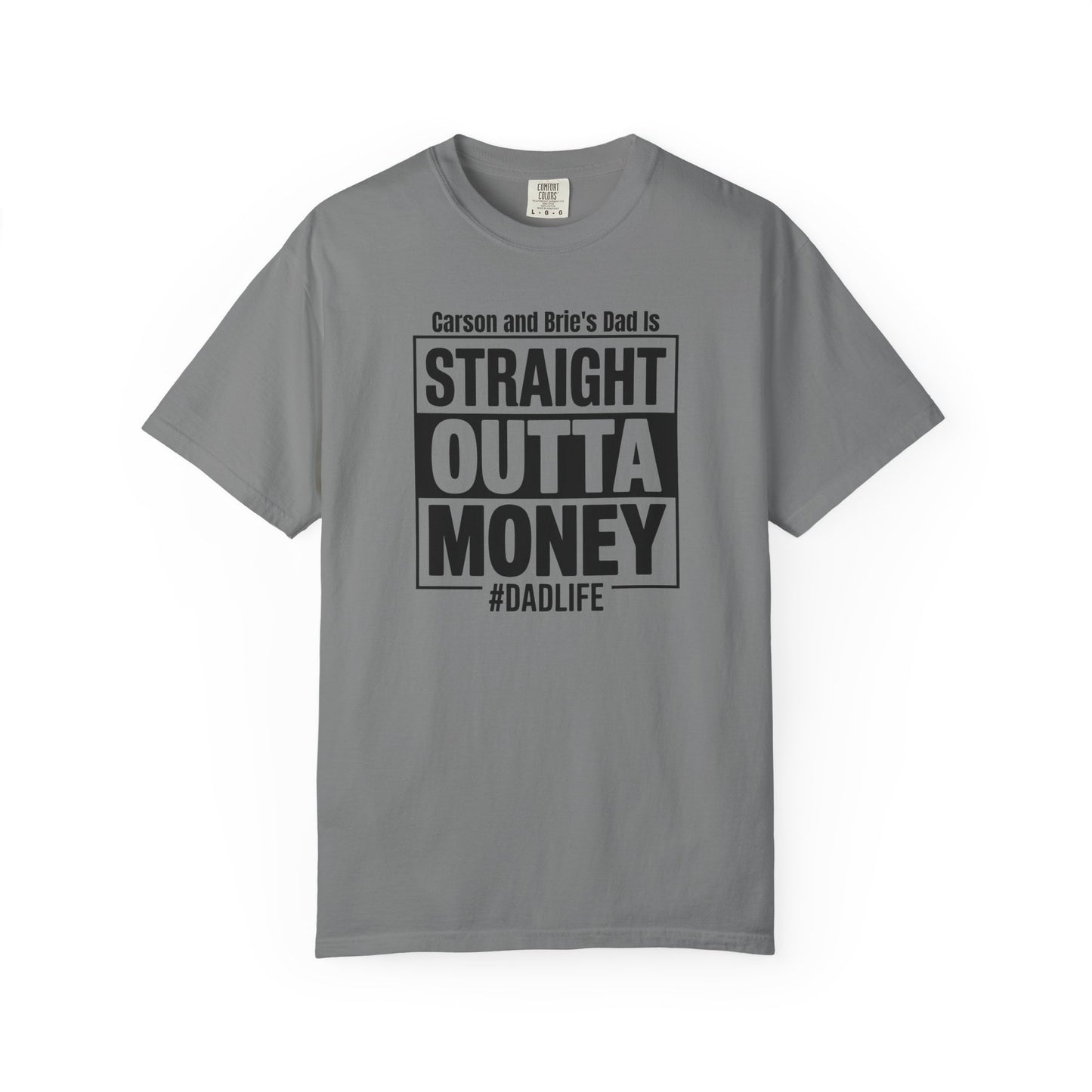 Straight Outta Money Custom Kid's Names— Distressed American Flag Fathers Day Tee