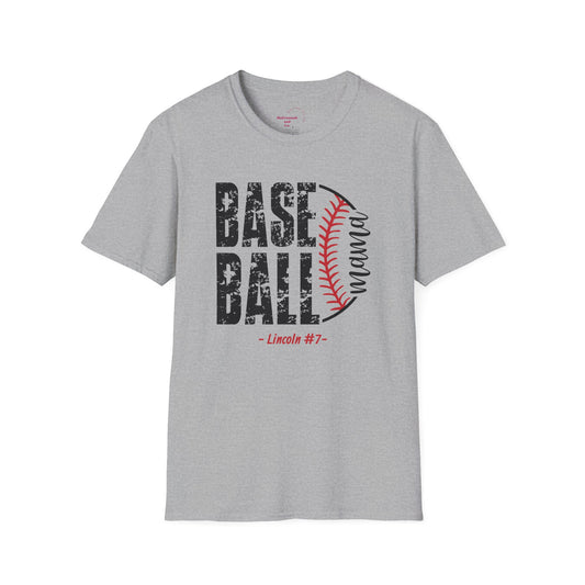 Baseball Mama T-Shirt — Personalized Player Name and Number Tee