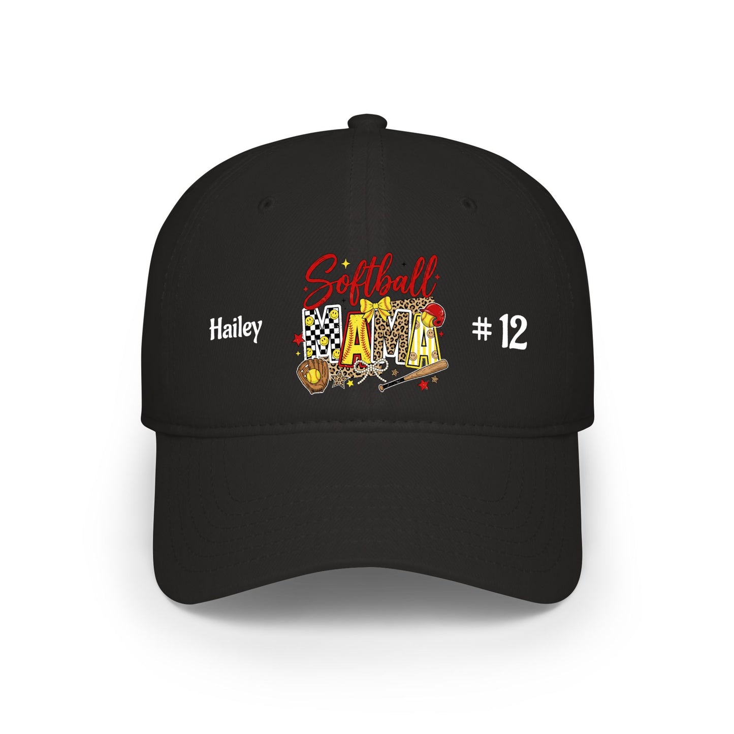 Softball Mama Low Profile Cap — Personalized Name & Number