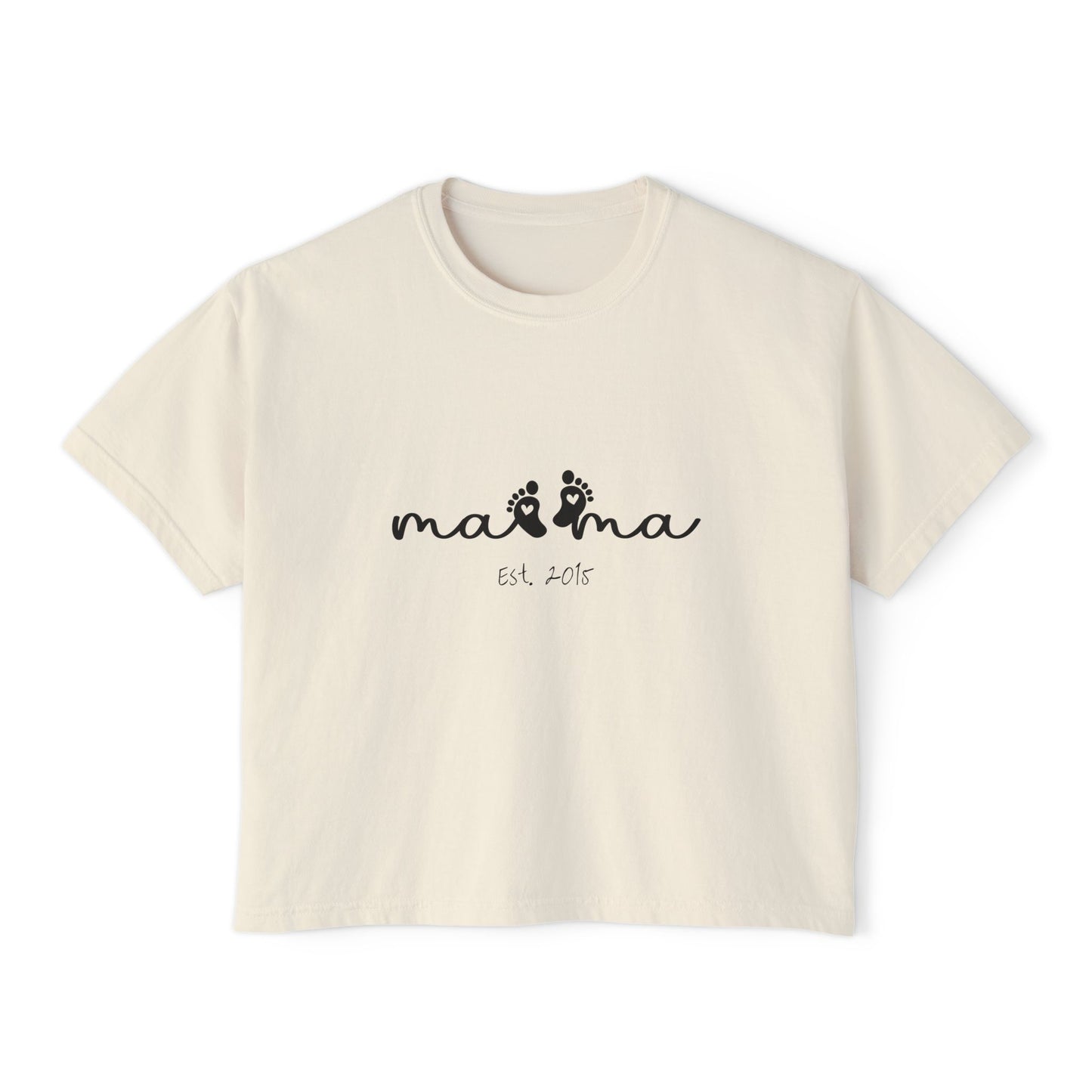Mama Est. Custom Birth Year Boxy Tee — Mother's Day Shirt