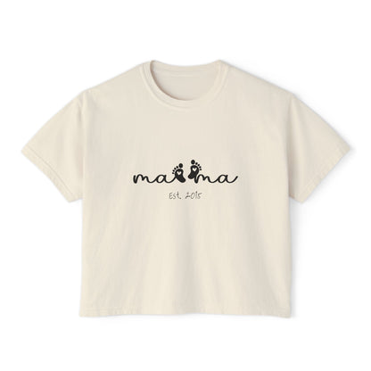 Mama Est. Custom Birth Year Boxy Tee — Mother's Day Shirt