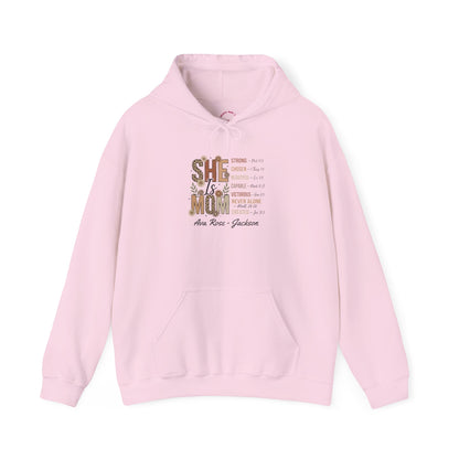 She Is Mom Custom Kids Name Mama Hoodie — Personalized Mom Hoodie