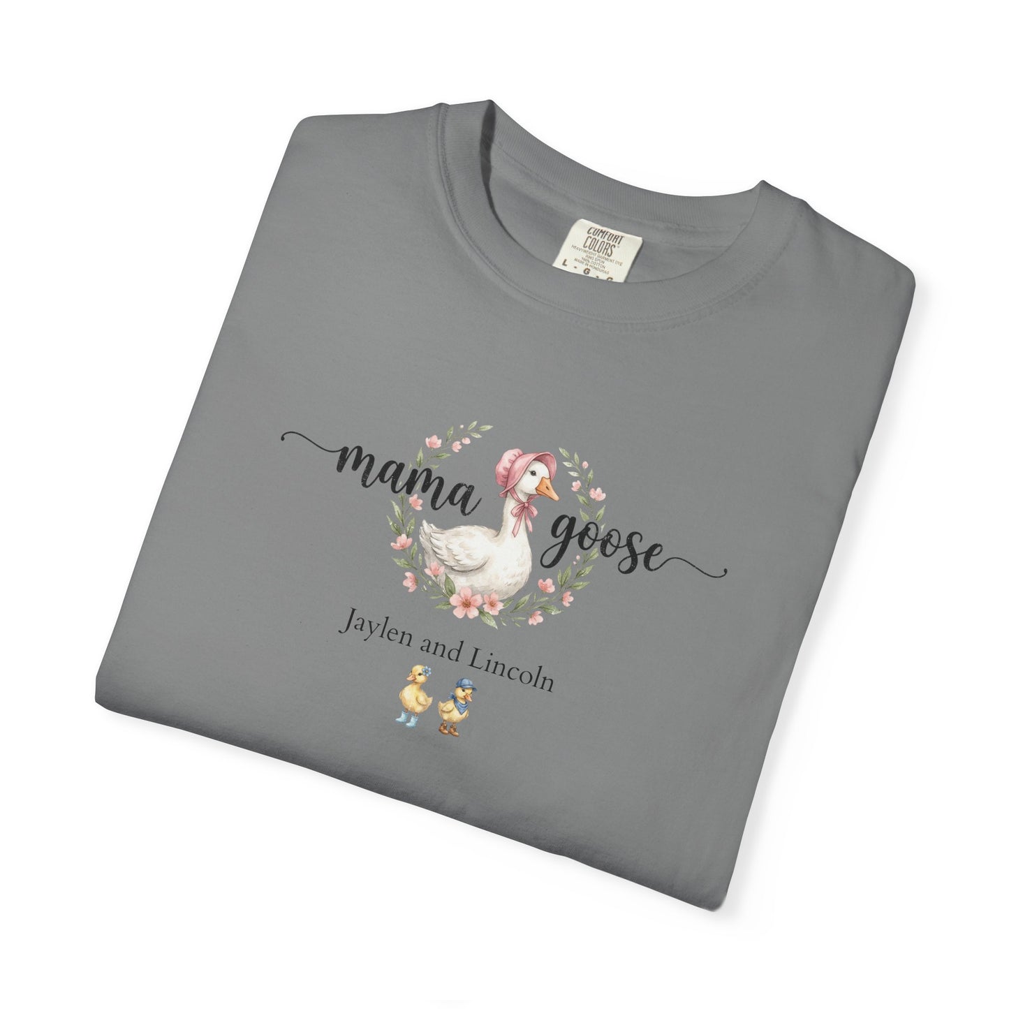 Mama Goose Custom Name T-Shirt — Personalized Mom Script Graphic Tee