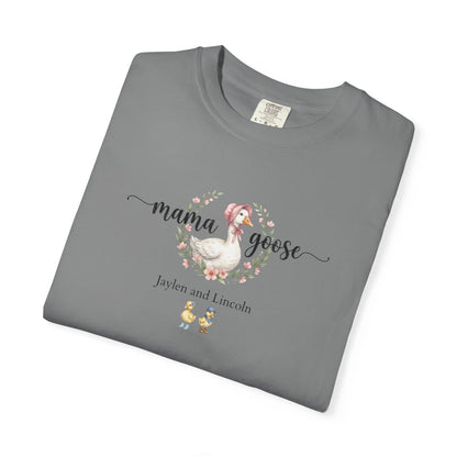 Mama Goose Custom Name T-Shirt — Personalized Mom Script Graphic Tee