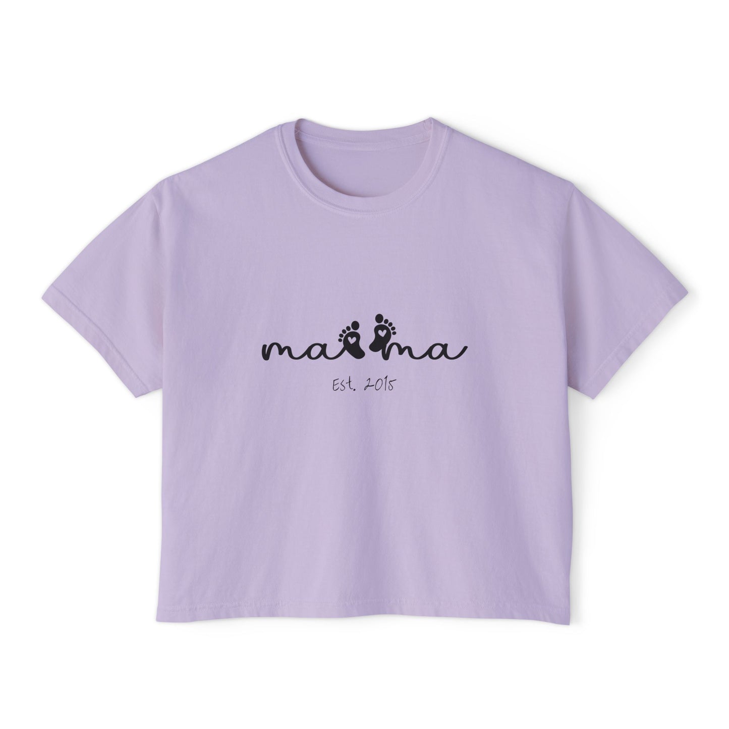 Mama Est. Custom Birth Year Boxy Tee — Mother's Day Shirt